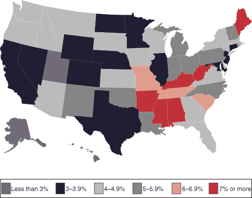 Map linked to data in table format.