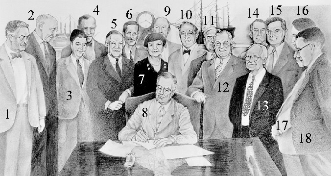 illustration of FDR signing law