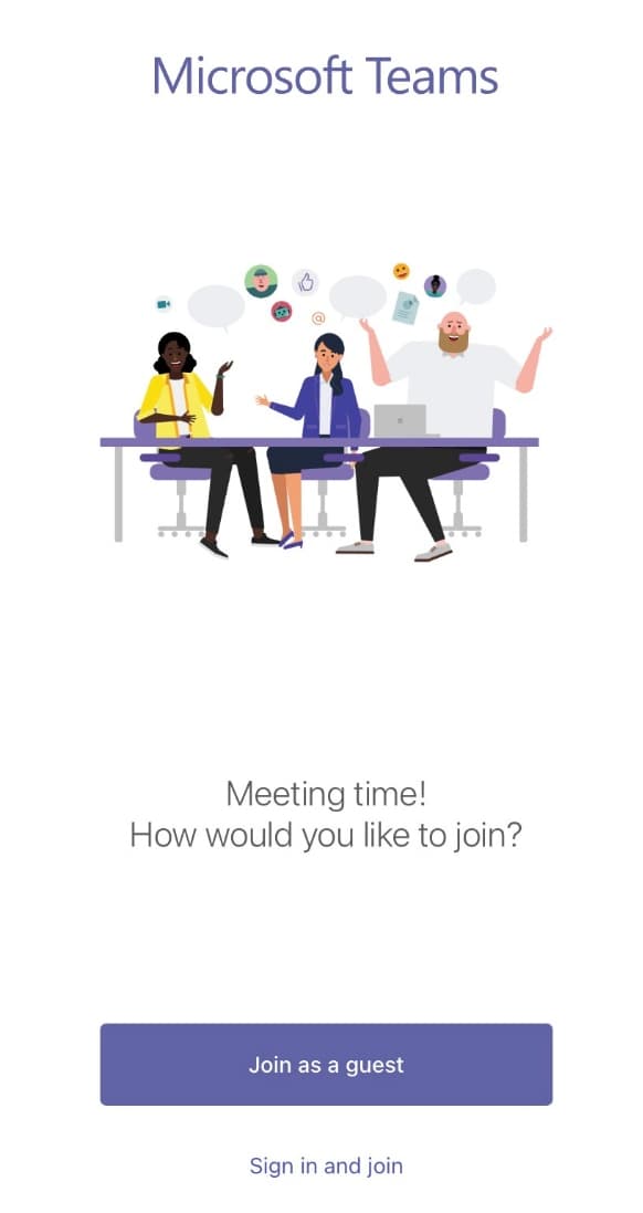 screenshot of MS Teams Join as a Guest option