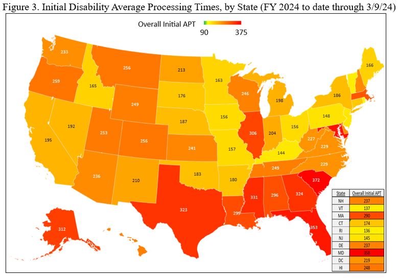 Initial Disability Average Processing Times, by State 