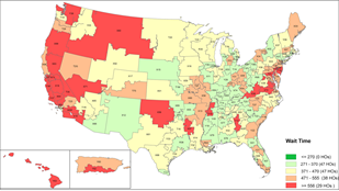 Unites States Map of Wait Time